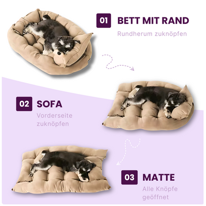 3-in-1 Haustierbett – Umwandelbar als Sofa, Matte & Nest