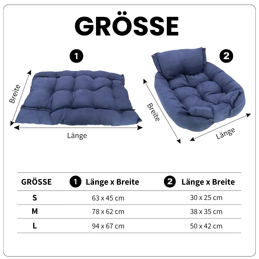 3-in-1 Haustierbett – Umwandelbar als Sofa, Matte & Nest