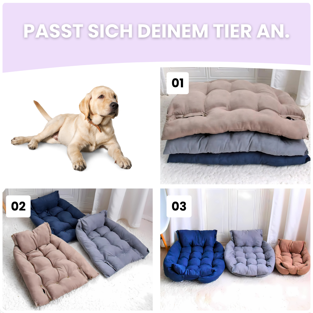3-in-1 Haustierbett – Umwandelbar als Sofa, Matte & Nest