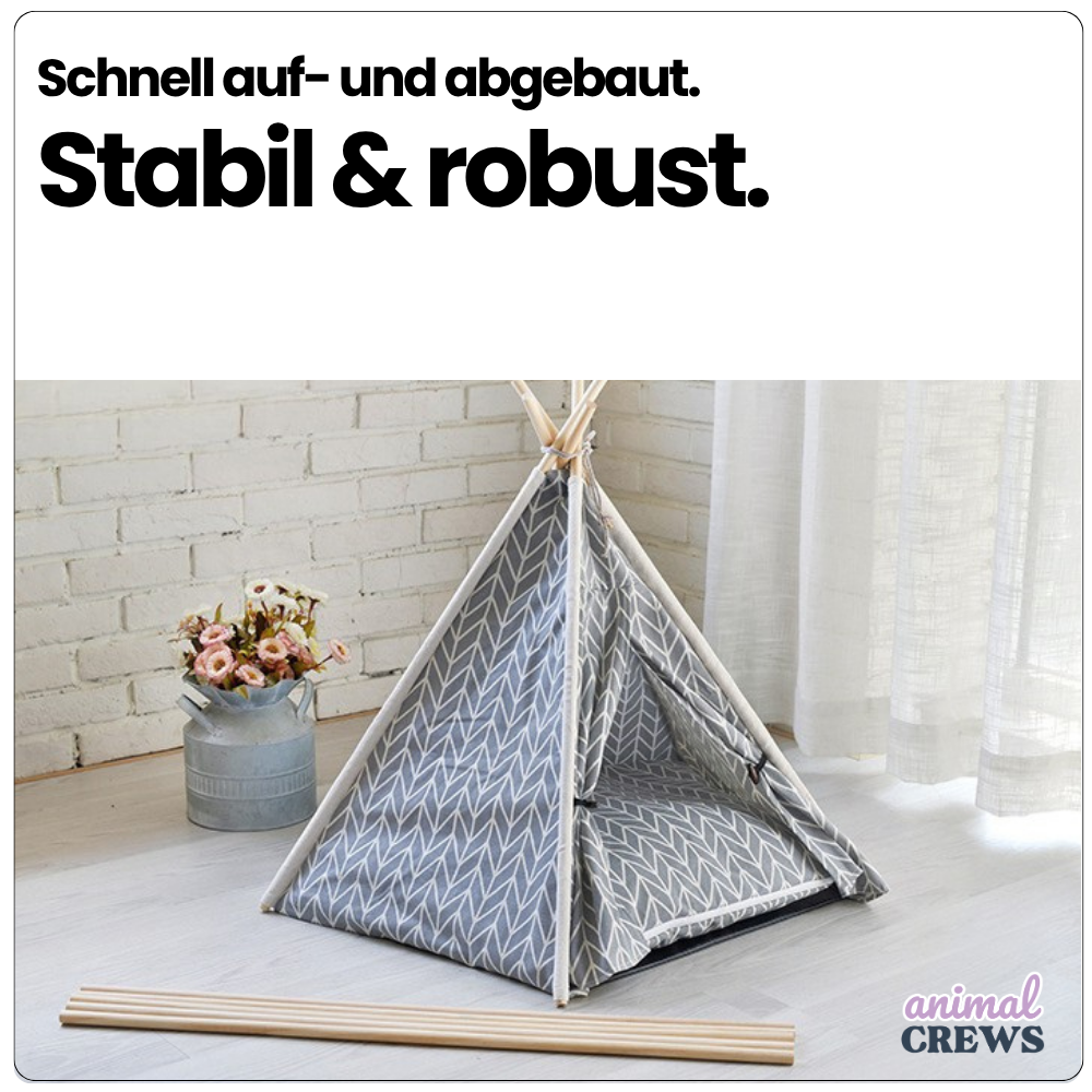 Tipi-Zelt für Katzen & kleine Hunde – Stilvolle Kuschelhöhle mit Kissen & Namensschild
