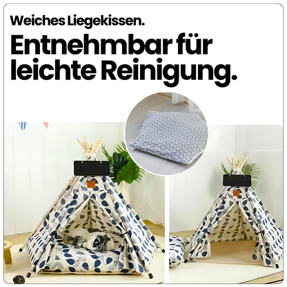 Tipi-Zelt für Katzen & kleine Hunde – Stilvolle Kuschelhöhle mit Kissen & Namensschild