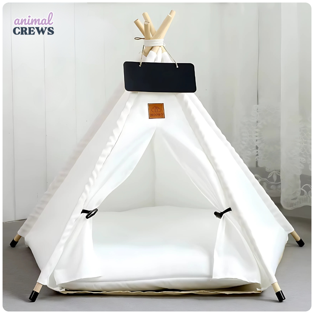 Tipi-Zelt für Katzen & kleine Hunde – Stilvolle Kuschelhöhle mit Kissen & Namensschild