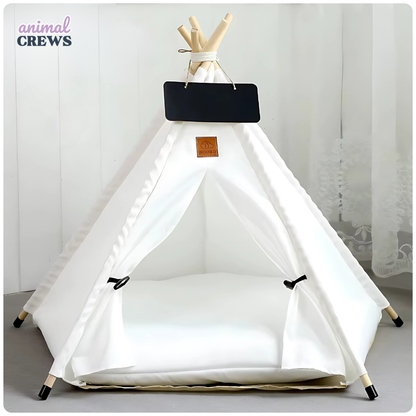 Tipi-Zelt für Katzen & kleine Hunde – Stilvolle Kuschelhöhle mit Kissen & Namensschild